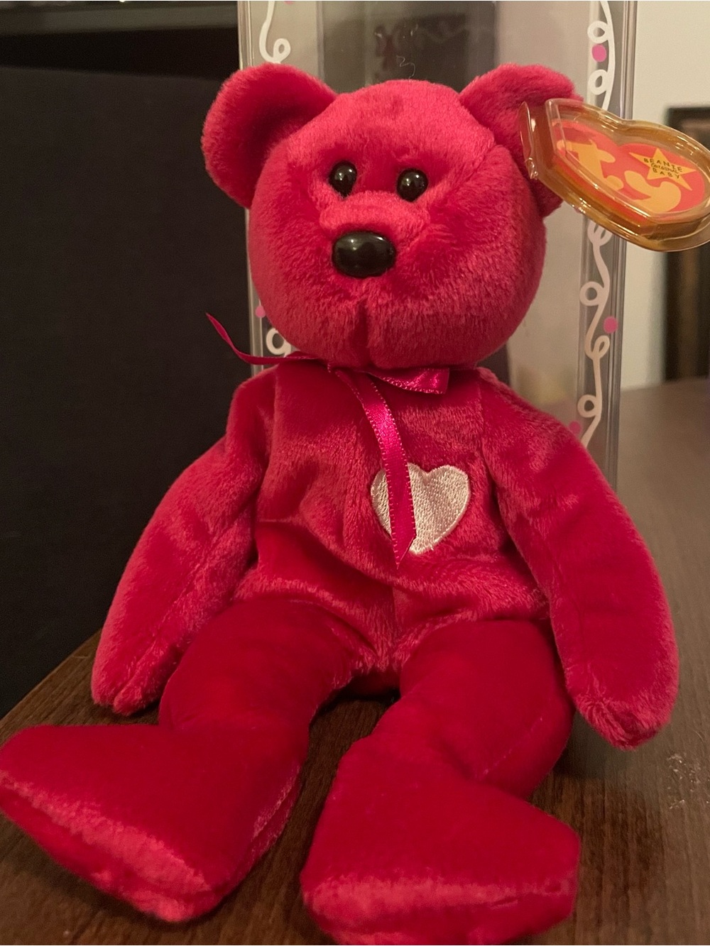 Ty Red Heart ‘Valentina’ Beanie Baby Bear Plush with Satin Bow